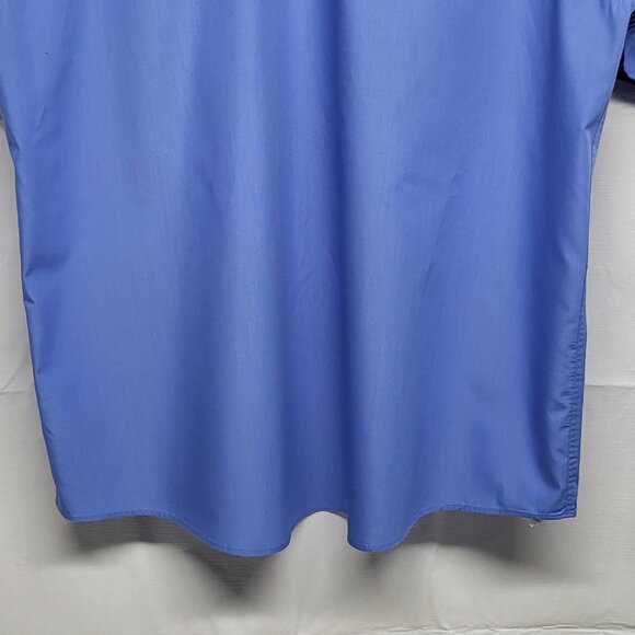 Arrow Mens Dress Shirt Half Sleeve XL 17.5 Button up Poplin Wrinkle Free Blue - Picture 9 of 12